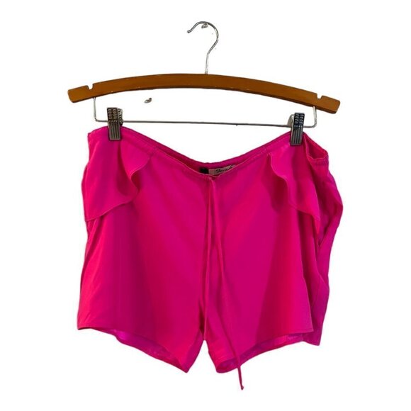 Yana K Los Angeles Bright Pink 100% Silk Shorts With Pockets - Picture 1 of 5